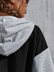 Color Matching Short Section Navel Casual Hooded Sweatshirt