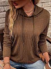 Langarm-Strickoberteil mit Kapuze für Damen