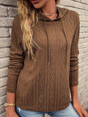 Langarm-Strickoberteil mit Kapuze für Damen