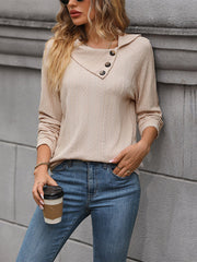 Einfarbiges Damenoberteil mit unregelmäßigem Revers