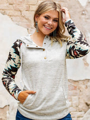 Sweat-shirt à capuche décontracté à boutonnage en diamant pour femme