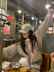 pull en maille ample à revers zippé