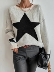 Pullover Round Neck Star Thread Sweater