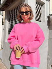 Feminine Round neck polar fleece loose sweatshirt