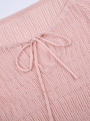 Schulterfreier Langarmpullover mit V-Ausschnitt und Schnürung