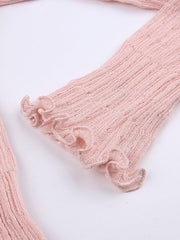 Schulterfreier Langarmpullover mit V-Ausschnitt und Schnürung