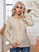 Women's Casual Button Twist Long Sleeve Pullover Sweater