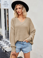 V-neck loose pullover sweater