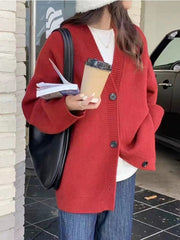 Cardigan en tricot polyvalent à boutons amples pour femme