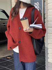 Cardigan en tricot polyvalent à boutons amples pour femme