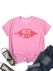 SAVE THEDRAMA lip graphic print short-sleeved T-shirt