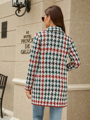 Cardigan tricoté à revers pied-de-poule pour femme