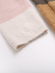 Cardigan long en maille à rayures contrastées pour femme