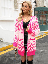 Cardigan mi-long à motif diamant rétro