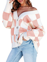 Lässige Strickjacke mit lockerem Knopfverschluss für Damen