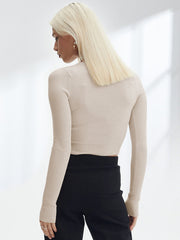 Elegantes Langarm-Stricktop mit V-Ausschnitt