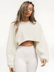 Lockeres Damen-Sweatshirt mit Rundhalsausschnitt und hoher Taille
