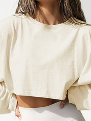 Lockeres Damen-Sweatshirt mit Rundhalsausschnitt und hoher Taille