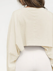 Lockeres Damen-Sweatshirt mit Rundhalsausschnitt und hoher Taille