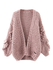 Cardigan ample torsadé en tricot épais à manches longues pour femme
