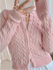 cardigan en tricot à simple boutonnage rétro