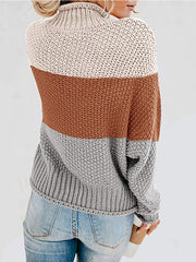 turtleneck long sleeve thick line color matching turtleneck pullover