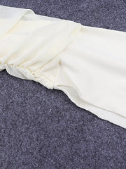 T-shirt slim à épaules dénudées, manches longues et cloche en maille, nombril dénudé