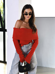 girl's one-neck long-sleeved sweater top