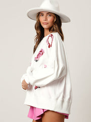 bottes à paillettes sweat-shirt à manches longues à blocs de couleurs