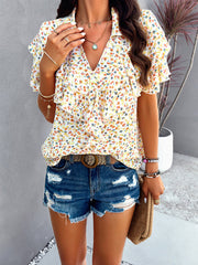 Women's style elegant printed wood ear top