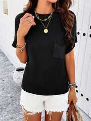 Women's style casual solid color short-sleeved turtleneck sweater