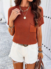 Women's style casual solid color short-sleeved turtleneck sweater