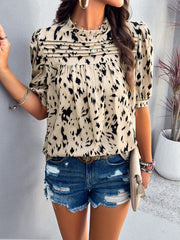 Women's style casual printed short-sleeved pullover top
