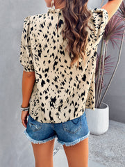 Women's style casual printed short-sleeved pullover top