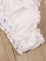 Einfarbiger Damen-Bikini mit gewelltem Rand