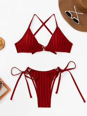 Maillot de bain jacquard à lacets pour femme
