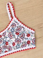 bikini asymétrique à une épaule, petit triangle imprimé frais, fendu, à lacets, réglable