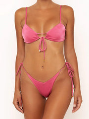 bikini à bretelles de couleur unie