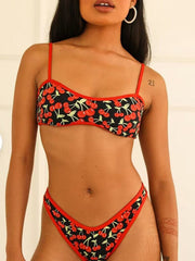 Women's Cherry Print Bandeau Bikini