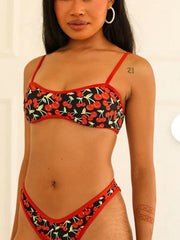 Women's Cherry Print Bandeau Bikini