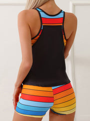 Beach Spa Vacation Boxer Vest Sports Contrast Color Swimsuit Suit