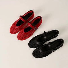Cutout Mary Jane Fishnet Shoes