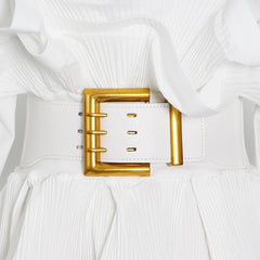 Stand-Up Collar Pleated Top