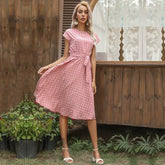 Polka Dot Round Neck Dress with Pockets
