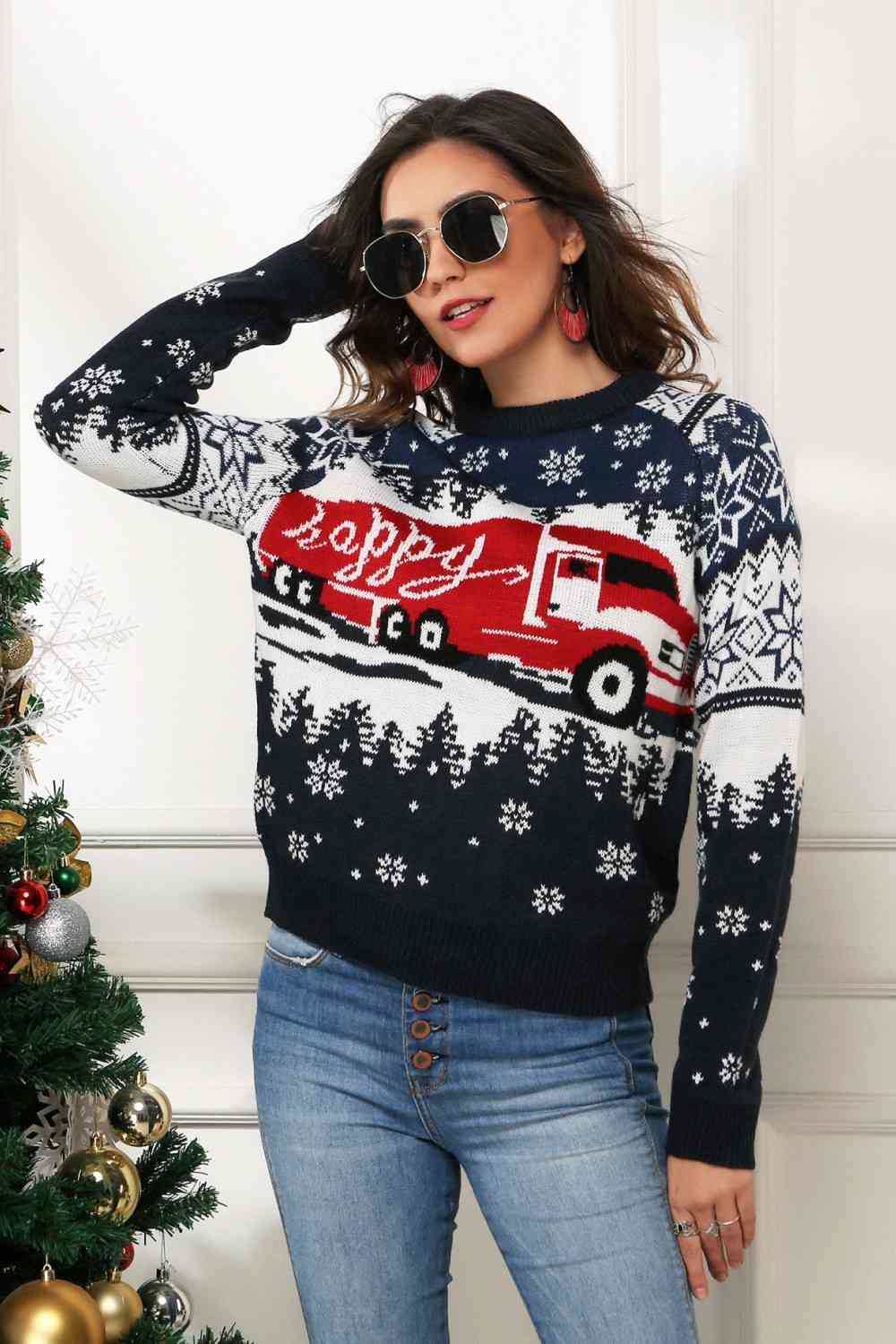 Pull à manches raglan « HAPPY Christmas »