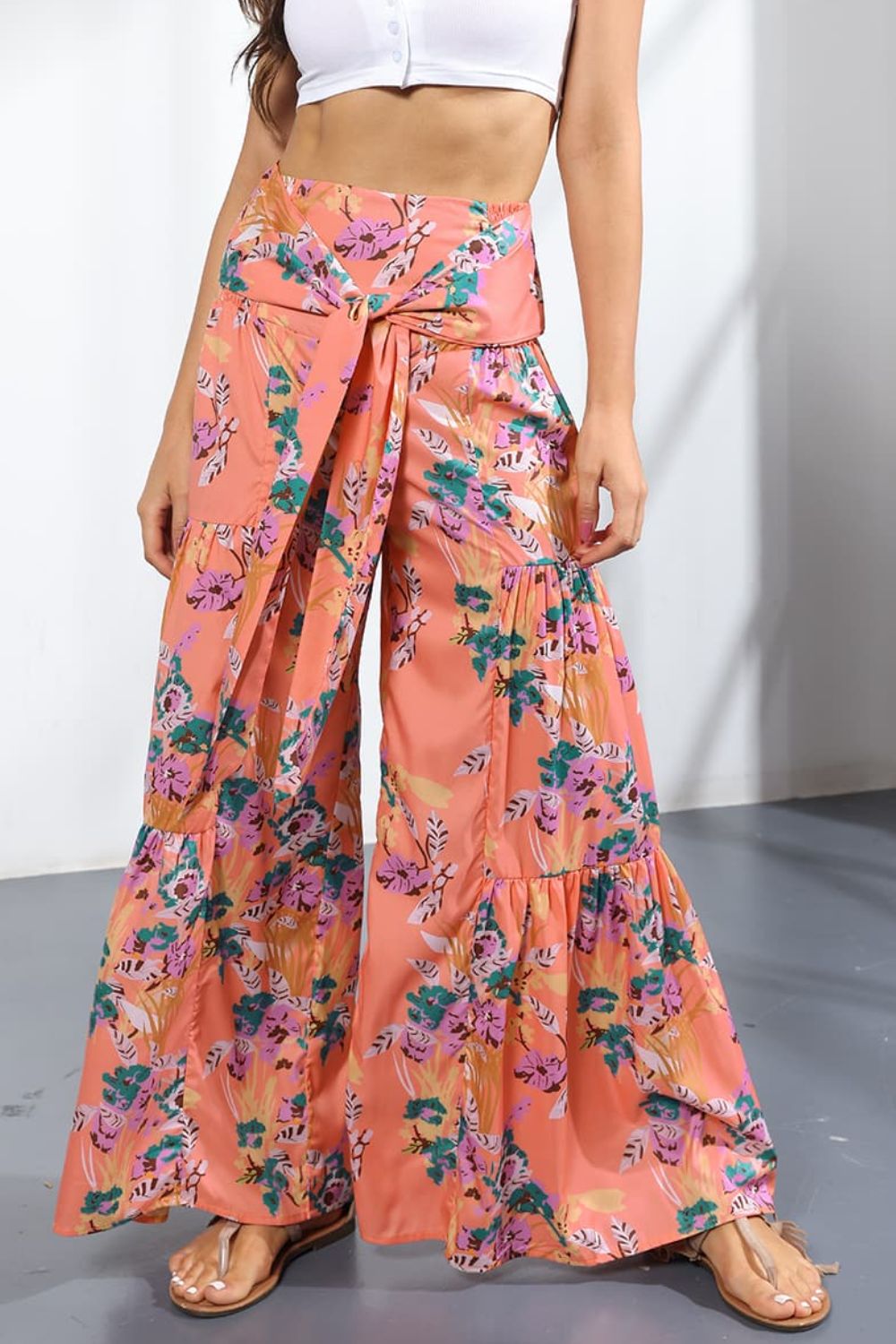 Culotte taille haute nouée imprimée