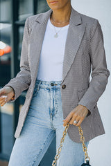 Blazer à carreaux avec col à revers et poignets boutonnés