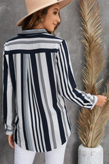 Chemise boutonnée à manches longues et rayures