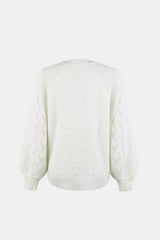 Openwork Balloon Sleeve Pullover Sweater