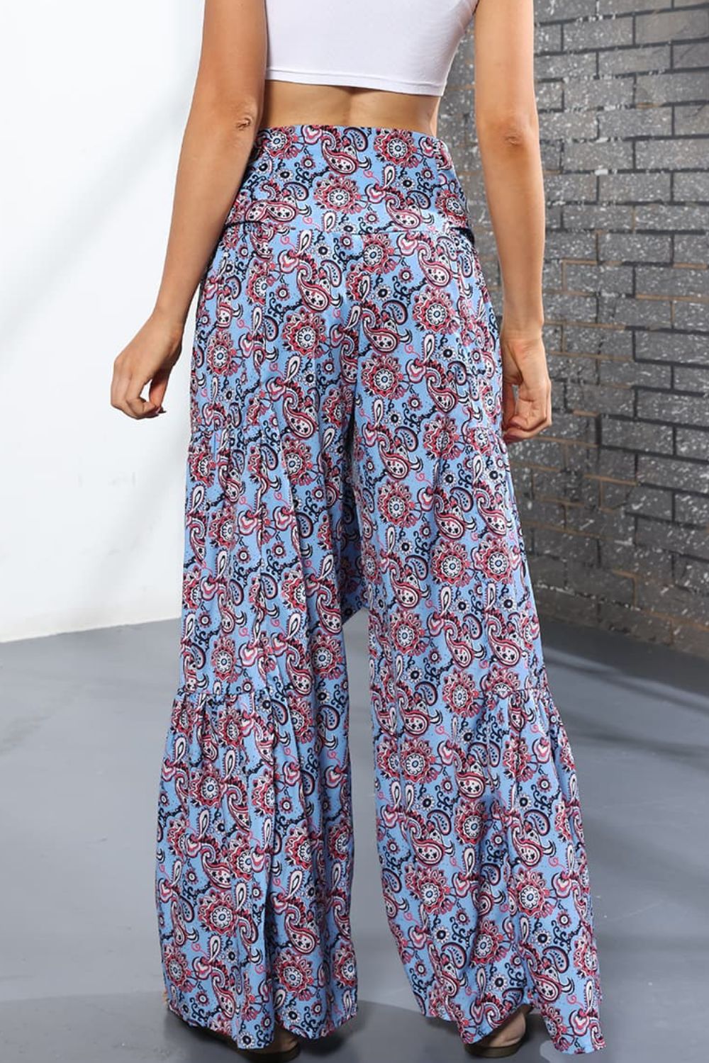 Culotte taille haute nouée imprimée
